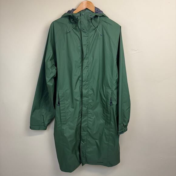 NWOT L.L. Bean Men's Hooded Waterproof Rain Jacket Full Zip Green Size L Tall - Picture 1 of 5